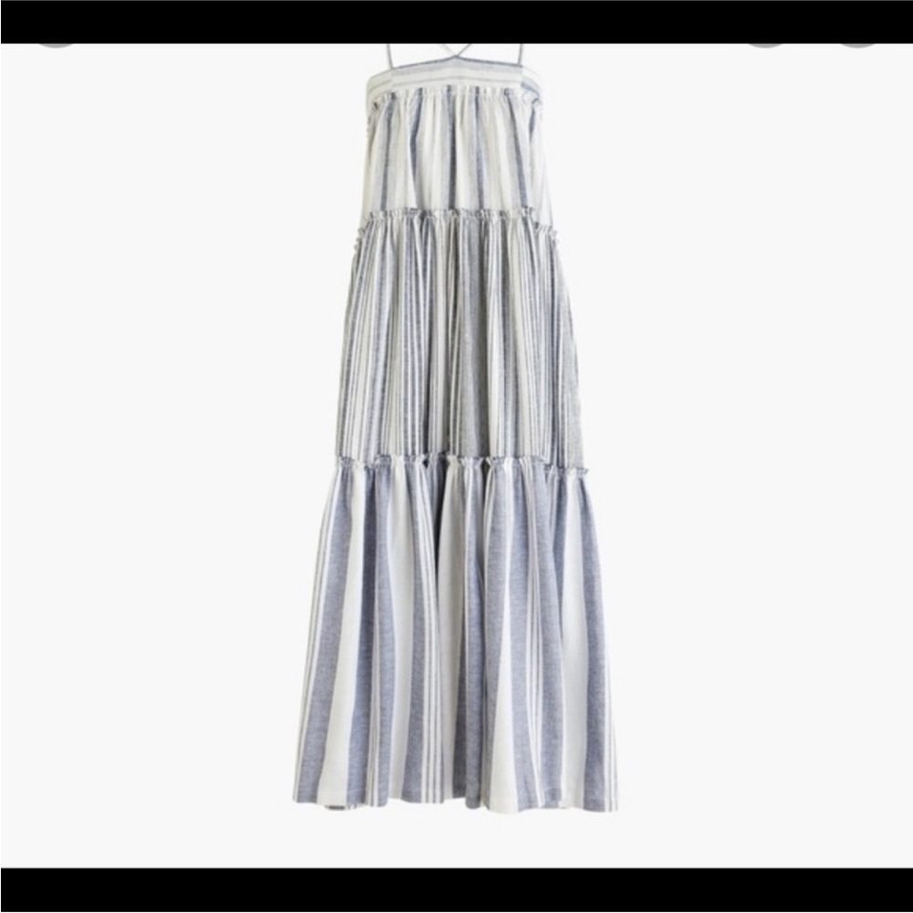 J. Crew Blue and White Tiered Chambray Dress NWOT